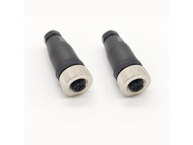 2Pcs M12 4 Pin Female Connector 12mm A Code Industrial Circular Connector