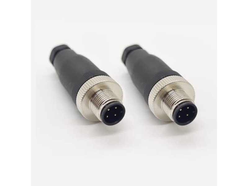 2Pcs M12 4 Pin Male Connector 12mm A Code Industrial Circular Connector
