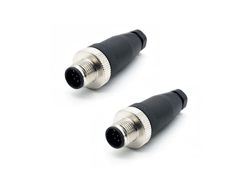 2Pcs M12 8 Pin Male Connector 12mm Industrial Circular Connector