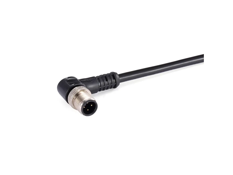 4-Pin Bent Plug Connector M12 Cable Male Injection Molding Harness Connector