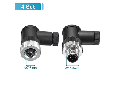 4 Pin M12 Male & Female Aviation Wire Connector 4 Set