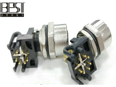 4-Pin M12 Male Right Angle Welding PCB Plug Connector