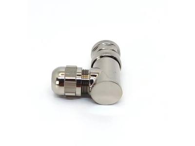 a Code 90 Degree M12 Cable Connector 4 Pin Shielded Metal Female Plug