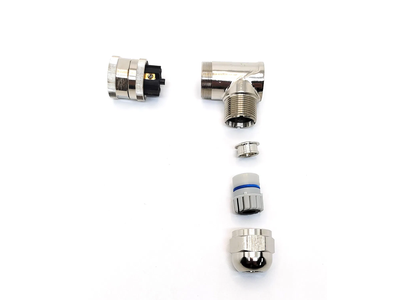 a Code 90 Degree M12 Cable Connector 4 Pin Shielded Metal Female Plug