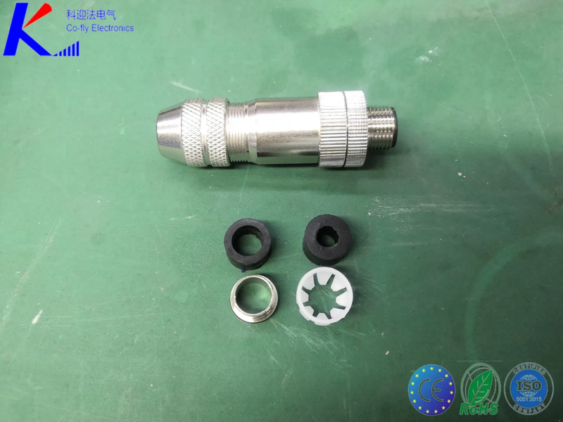 D Code M12 4pin Male Straight Field Assembly Metal Plug Connector