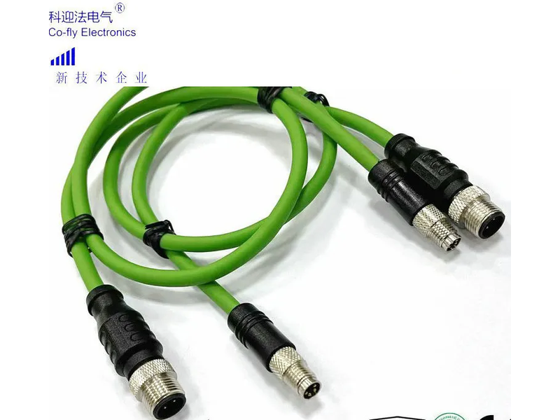 Double-Ended Wire Connector of M12 4-Pin Male Straight to M8 6-Pin Male Straight
