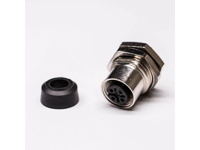 Industry Circular Female M12 Connector 4-Pin a-Coded Panel Mount