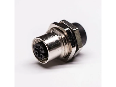Industry Circular Female M12 Connector 4-Pin a-Coded Panel Mount