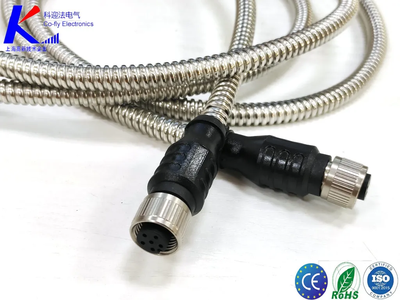 IP67 M12 Double-Ended 4-Pin Stainless Steel Soft Cable Connector