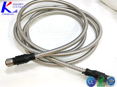 IP67 M12 Double-Ended 4-Pin Stainless Steel Soft Cable Connector