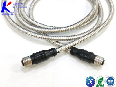IP67 M12 Double-Ended 4-Pin Stainless Steel Soft Cable Connector