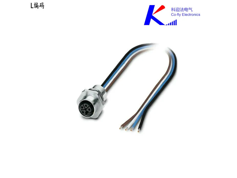 L Coding 4-Pin M12 Female Rear Mount Electrical Connector