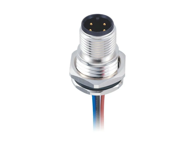 L Coding 4-Pin M12 Female Rear Mount Electrical Connector