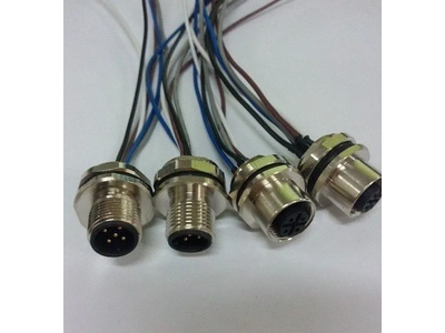 L Coding 4-Pin M12 Female Rear Mount Electrical Connector