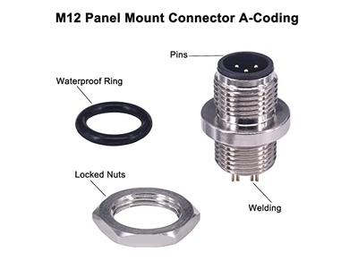 M12 4 Pin Male Aviation Panel Mount Connector