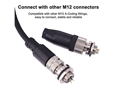 M12 4 Pin Male Aviation Panel Mount Connector