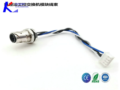 M12 4 Pin Round Flange Waterproof Crimp Electrical Connector