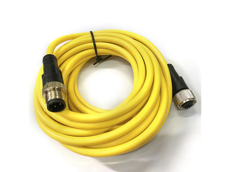 M12 4pin Male to Female Yellow Color IP67 Extension Cable Connector
