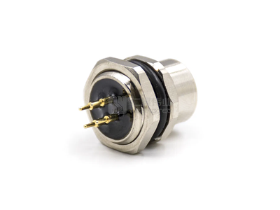M12 4pin PCB Back Fasten Female D Code Connector