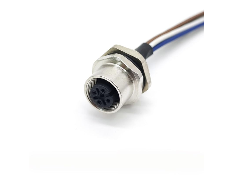 M12 5 Pin Female Connector A Coded Straight Back Mount Cable