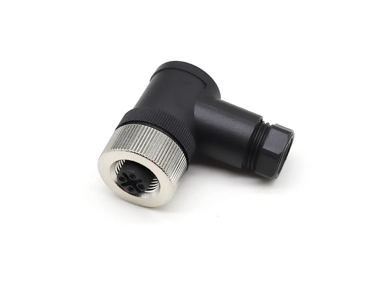 M12 B-Code 4pin Angle Pg7 Circular Connector Ethernet Screw Plug Connector