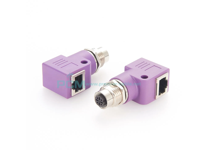 M12 Circular Connector Panel Mounted D-Code 4-Pin Female to RJ45