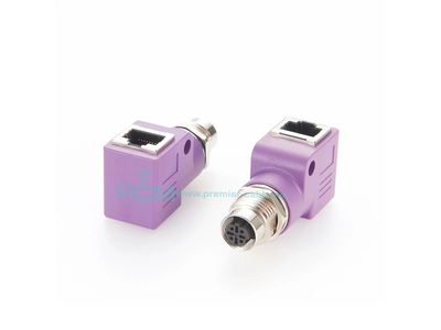 M12 Circular Connector Panel Mounted D-Code 4-Pin Female to RJ45