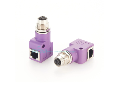 M12 Circular Connector Panel Mounted D-Code 4-Pin Female to RJ45