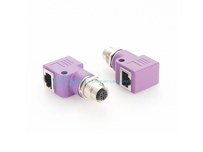 M12 Circular Connector Panel Mounted D-Code 4-Pin Female to RJ45