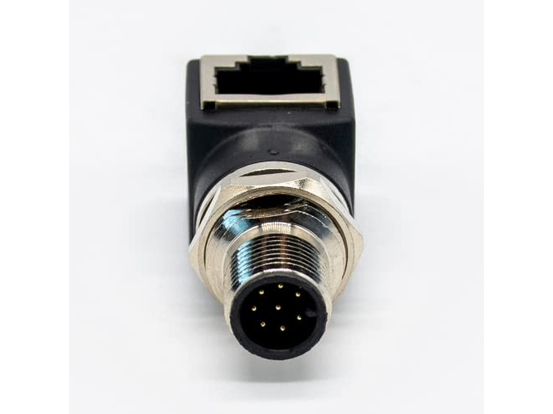 M12 Connector 8 Pin Male A Code to Right Angled RJ45 Female Adapter