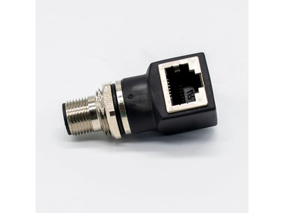 M12 Connector 8 Pin Male A Code to Right Angled RJ45 Female Adapter