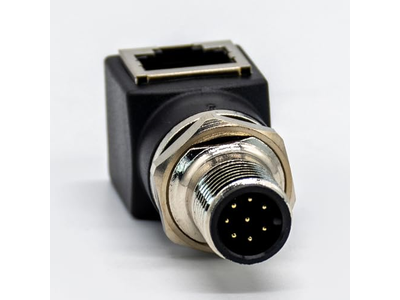 M12 Connector 8 Pin Male A Code to Right Angled RJ45 Female Adapter