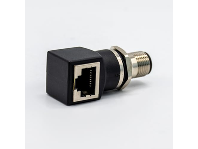 M12 Connector 8 Pin Male A Code to Right Angled RJ45 Female Adapter