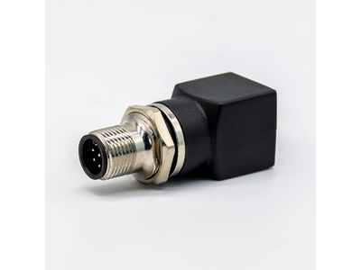 M12 Connector 8 Pin Male A Code to Right Angled RJ45 Female Adapter