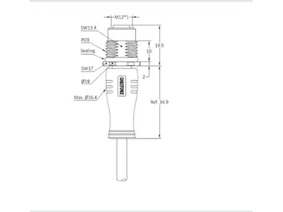 M12 D-Code 4pin Female Panel Mount Connector Molded with 4X22AWG Profinet Cable