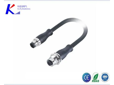 M12 D-Code 4pin Female Panel Mount Connector Molded with 4X22AWG Profinet Cable
