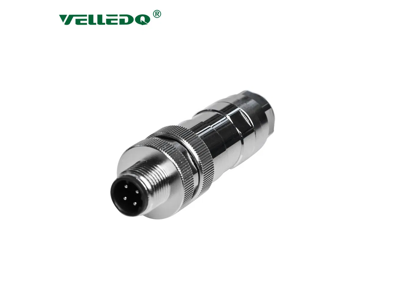 M12 D-Code 4pin Male Straight Round Connector with Shielded