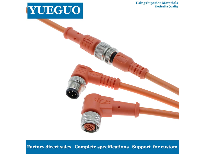 M12 Elbow Orange Cable Plug 4pin Circular Connector