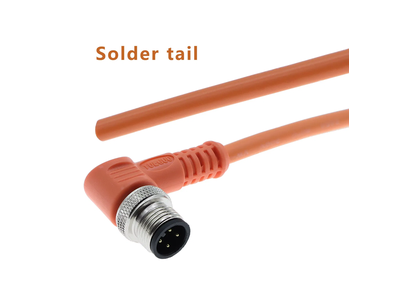 M12 Elbow Orange Cable Plug 4pin Circular Connector