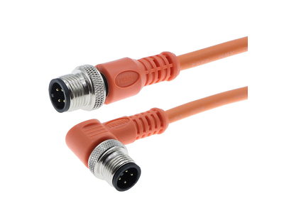 M12 Elbow Orange Cable Plug 4pin Circular Connector