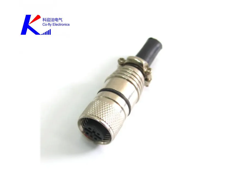 M12 Female 4-Pin Sheilded Self Connector with Black Cable Sheath