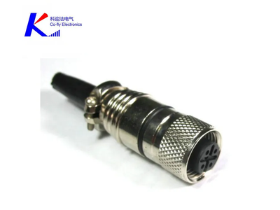 M12 Female 4-Pin Sheilded Self Connector with Black Cable Sheath