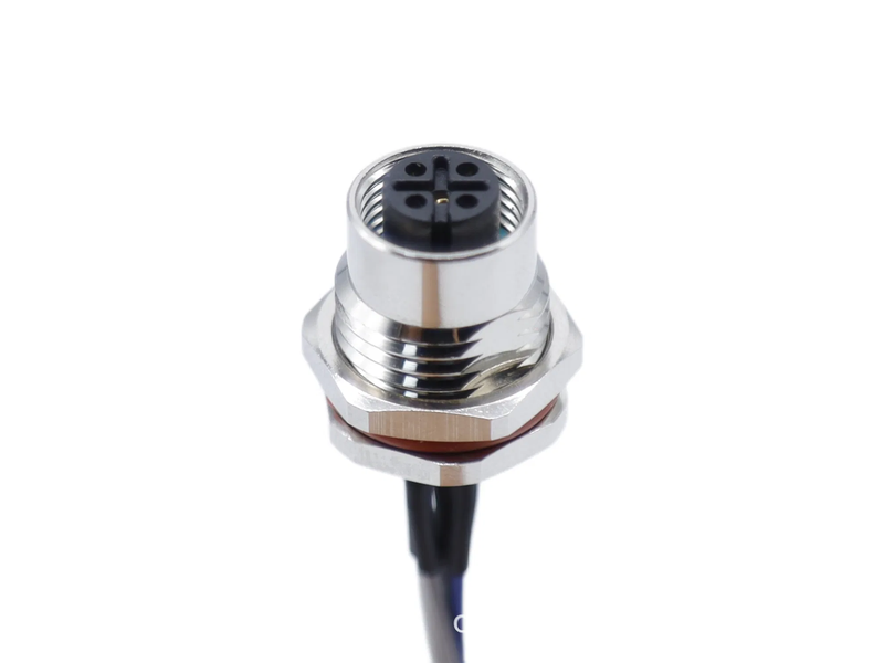M12 Female Front Panel Mount Connector a-Code 4pin Panel Connector