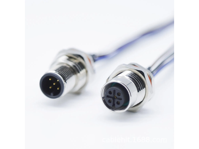 M12 Female Front Panel Mount Connector a-Code 4pin Panel Connector