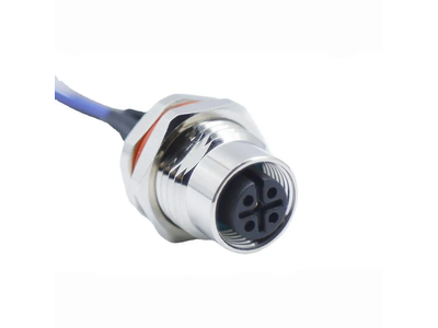 M12 Female Front Panel Mount Connector a-Code 4pin Panel Connector