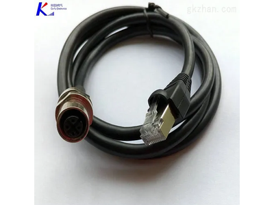 M12 Flange, Angle RJ45 Crystal, 4 Pin, Cable Connector