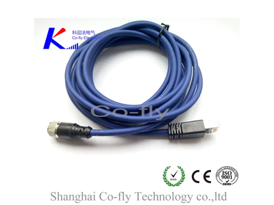 M12 Male 4-Pin Circular Connector with Male RJ45 Plug