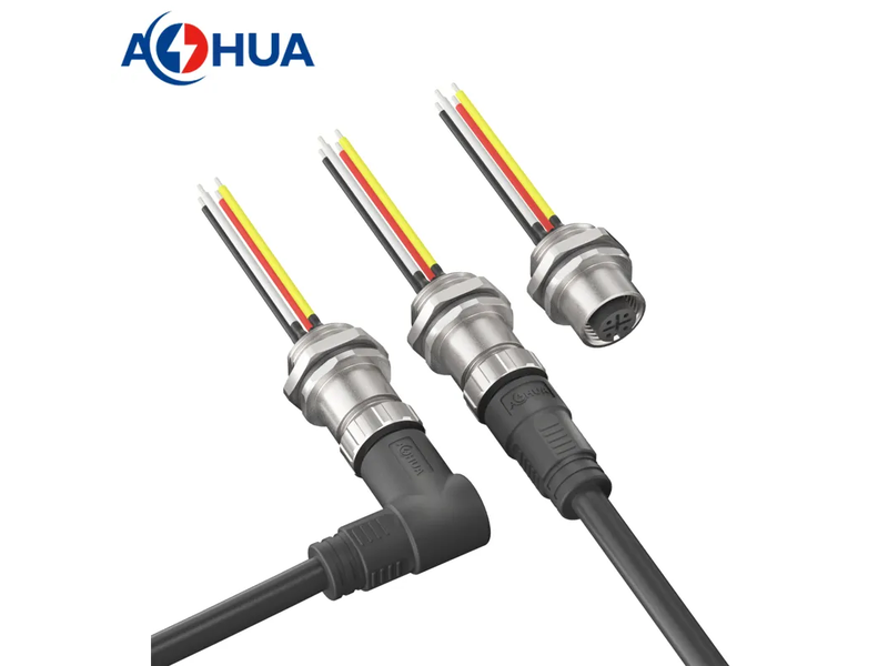 M12 Metal Male Female Panel Mount Waterproof 4pin Wire Connector
