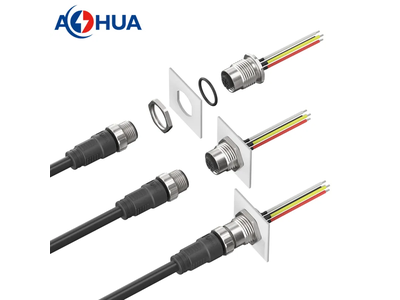 M12 Metal Male Female Panel Mount Waterproof 4pin Wire Connector