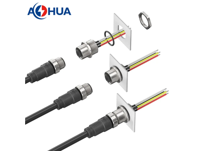 M12 Metal Male Female Panel Mount Waterproof 4pin Wire Connector
